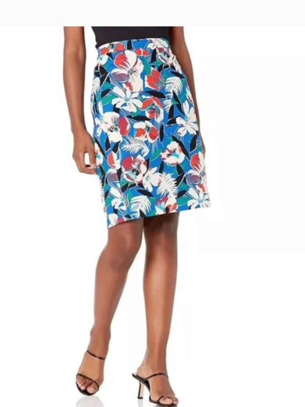J Crew Blue Tropical Floral Print Pencil Skirt Women's 4